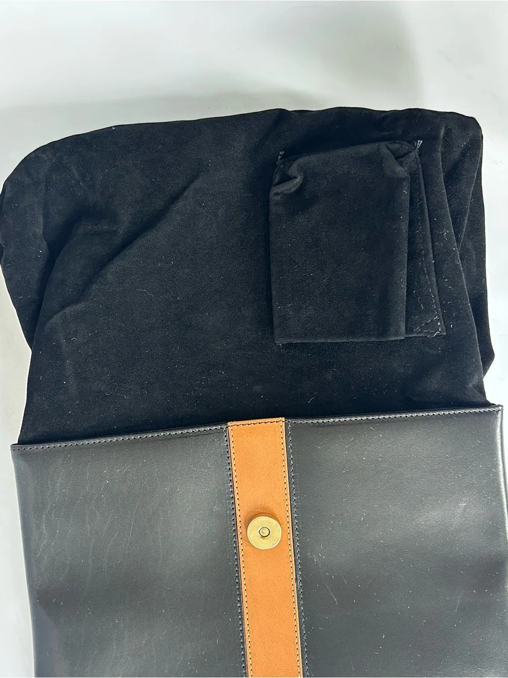 Black and Beige Color Block Leather Clutch Women’s